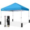 imageCROWN SHADES 10x10 Pop Up Canopy  Beach Tent with One Push Setup  Easy Outdoor Sun Shade Shelter for Events Parties  Gazebo with STONGo Cover Bag Silver Coated TopLight GraySky Blue