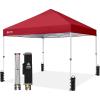 imageCROWN SHADES 10x10 Pop Up Canopy  Beach Tent with One Push Setup  Easy Outdoor Sun Shade Shelter for Events Parties  Gazebo with STONGo Cover Bag Silver Coated TopLight GrayRed