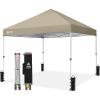 imageCROWN SHADES 10x10 Pop Up Canopy  Beach Tent with One Push Setup  Easy Outdoor Sun Shade Shelter for Events Parties  Gazebo with STONGo Cover Bag Silver Coated TopLight GrayBeige